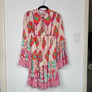 Vibrant Last Queen Boho peasant vibrant colors floral dress size small